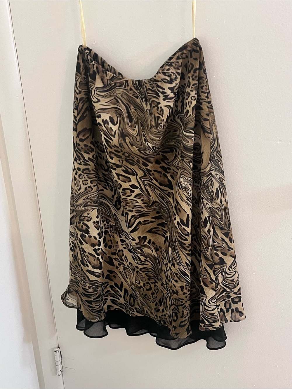 Women’s Size 8 Leopard Print Layered Skirt Sheer Black Visible Underlayer